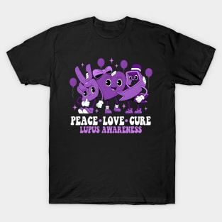 Purple Ribbon Survivor Groovy Lupus Awareness T-Shirt
